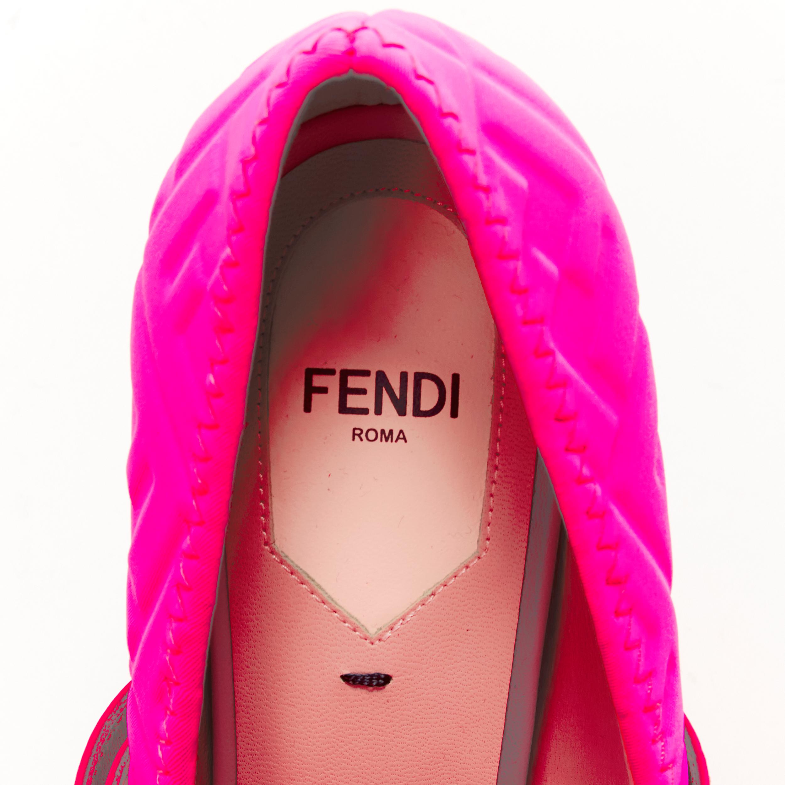 new FENDI Nicki Minaj Prints On neon pink FF Zucca neoprene buckle pump EU39 2