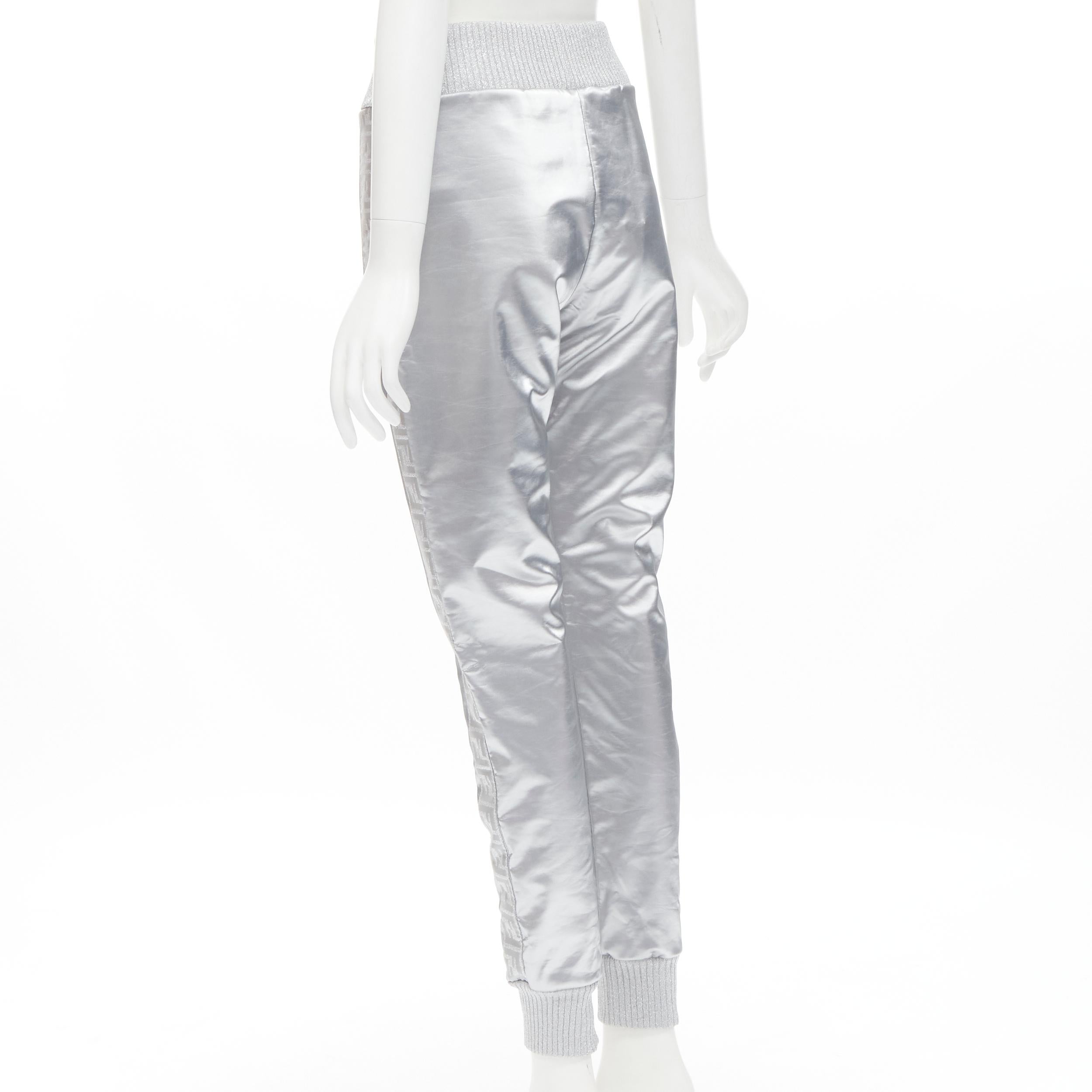 new FENDI NICKI MINAJ Prints On rare metallic silver FF Zucca track pants IT40 S In New Condition In Hong Kong, NT