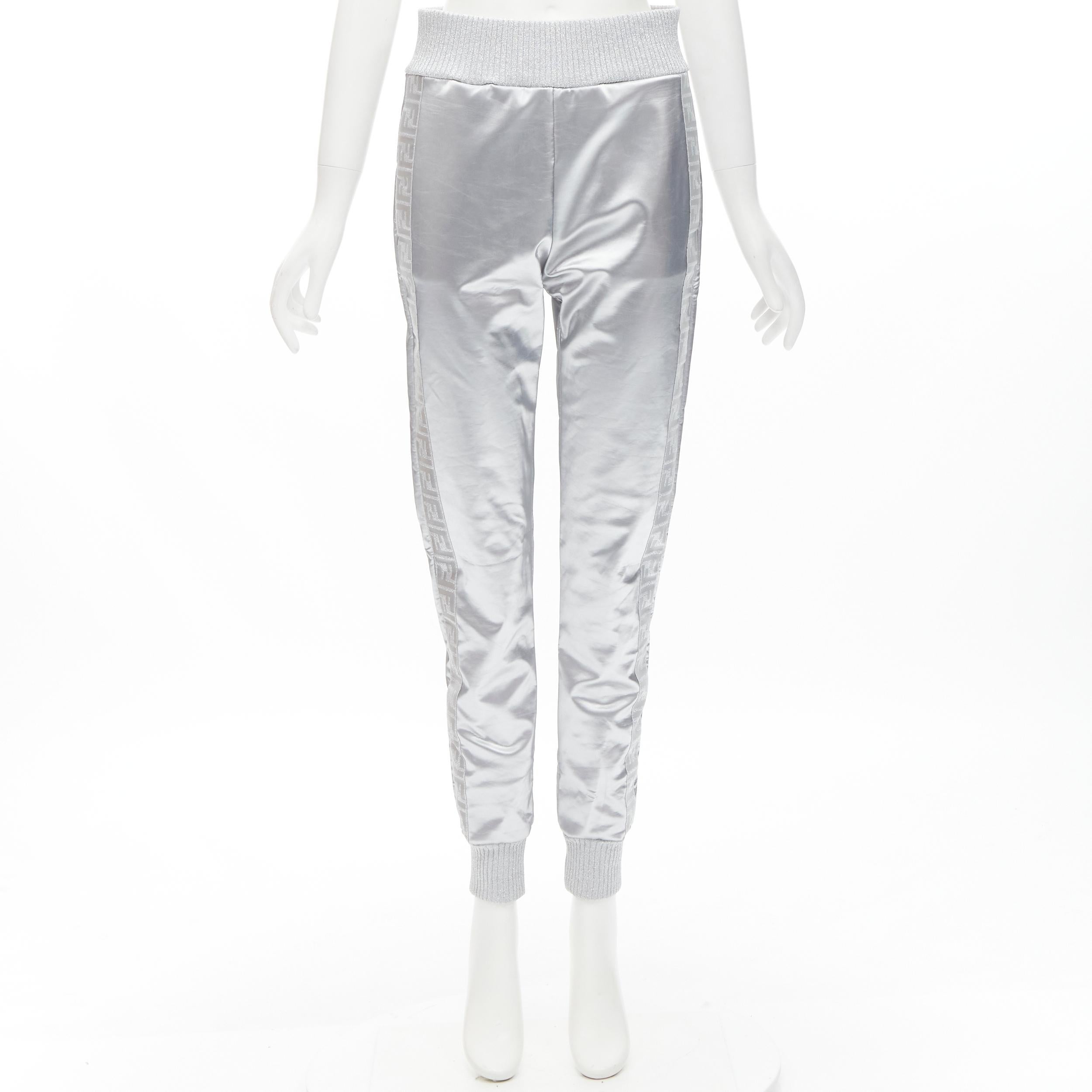 new FENDI NICKI MINAJ Prints On rare metallic silver FF Zucca track pants IT40 S 2