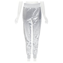 nuovo FENDI NICKI MINAJ Prints On rare metallic silver FF Zucca track pants IT40 S