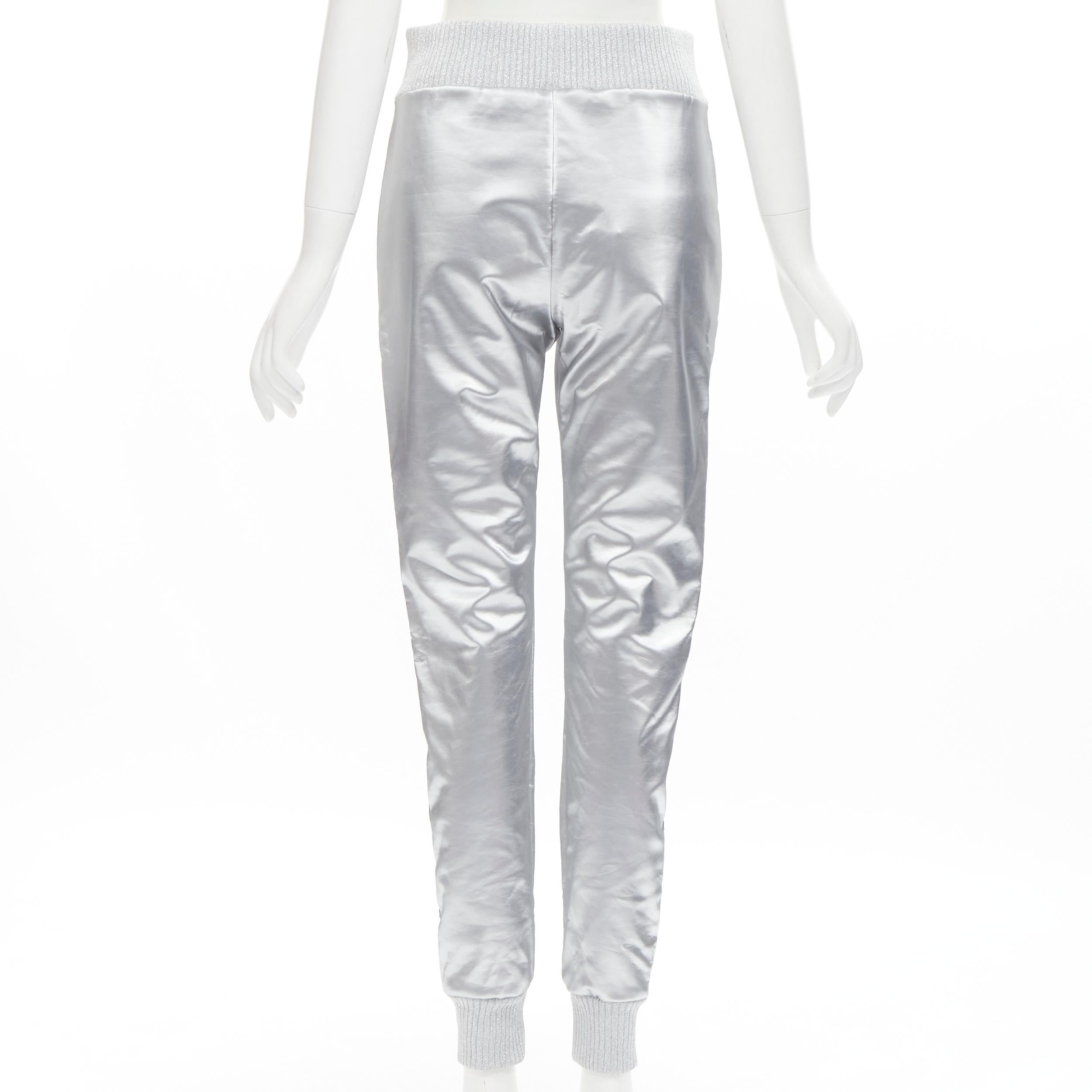 Women's new FENDI NICKI MINAJ Prints On rare metallic silver FF Zucca track pants IT44 L For Sale
