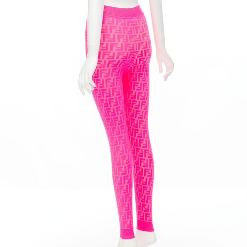 Pink new FENDI NICKI MINAJ PRINTS ON Runway neon pink FF Zucca leggings IT40 S For Sale