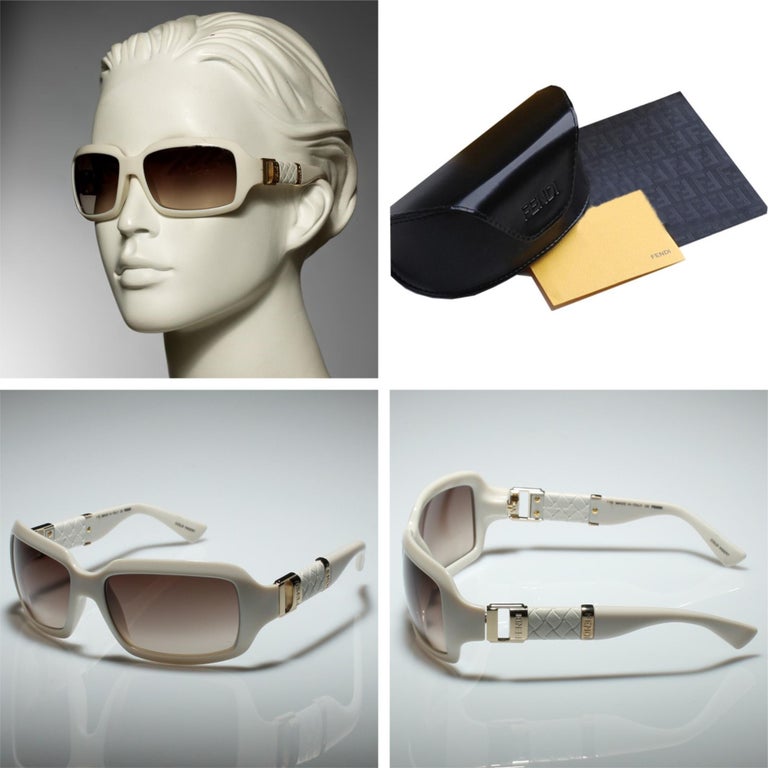 New Fendi Off White Sunglasses with Case For Sale at 1stDibs display picture 1