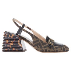 new FENDI Promenade Zucca FF monogram in pelle con fibbia tartaruga mocassino EU38.5
