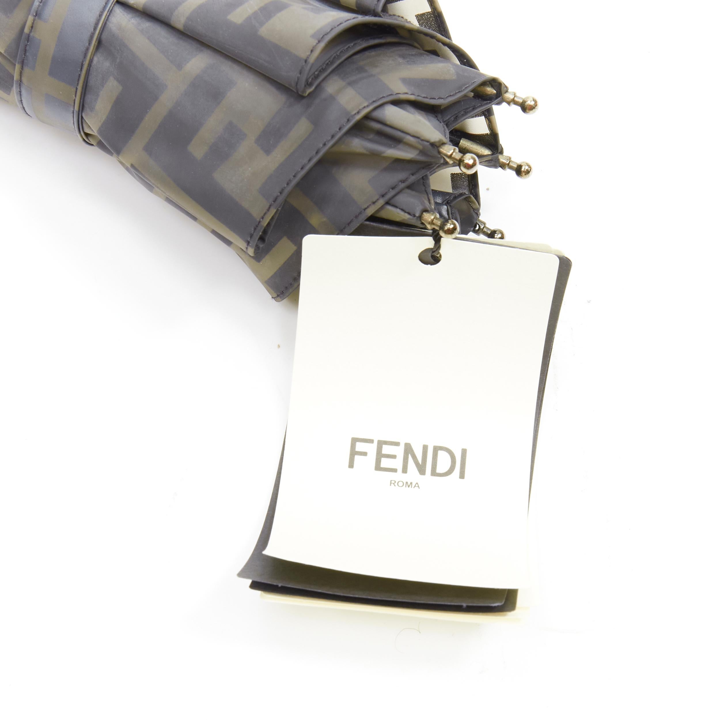new FENDI Rare Runway Forever FF Zucca brown monogram print umbrella hat 8