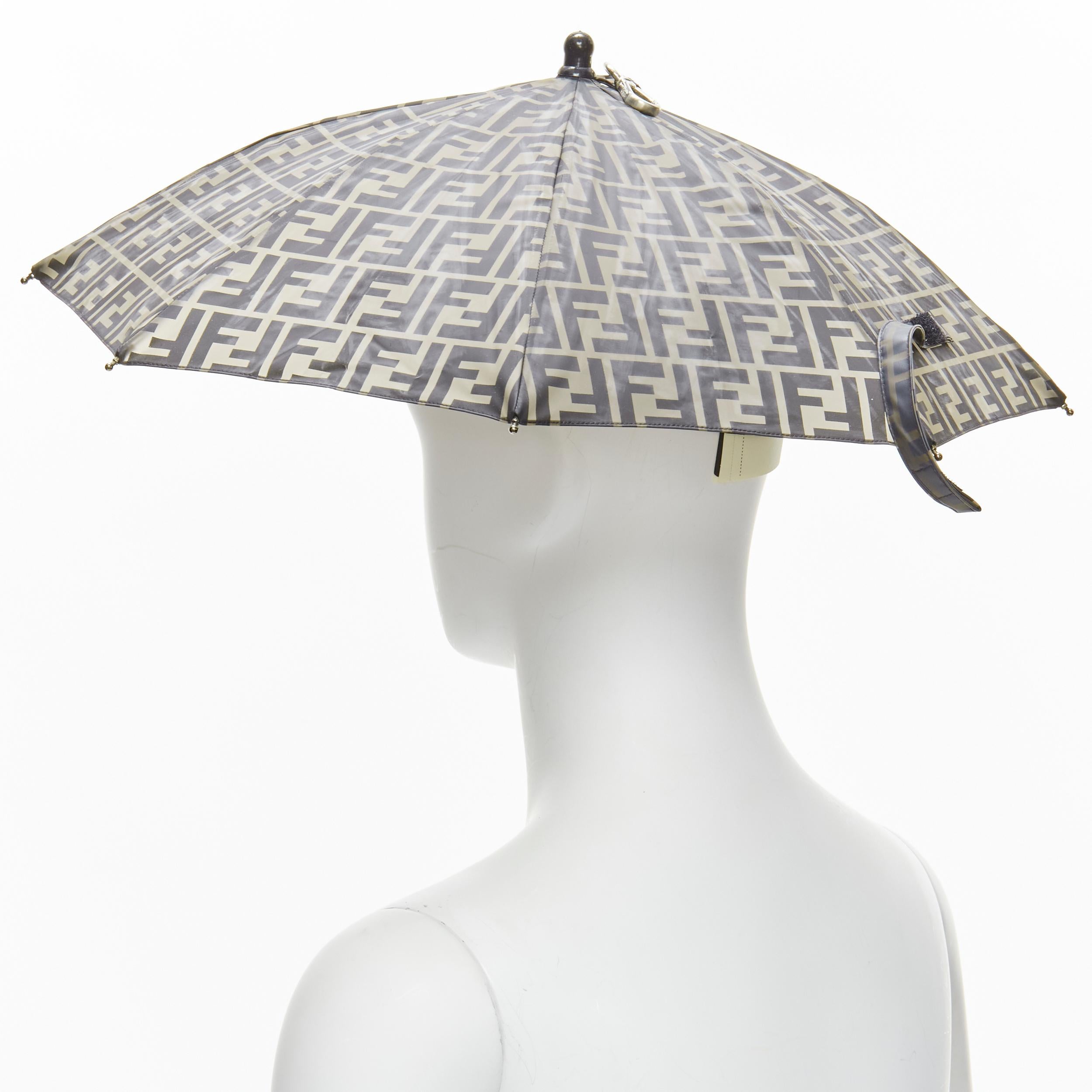 new FENDI Rare Runway Forever FF Zucca brown monogram print umbrella hat 2