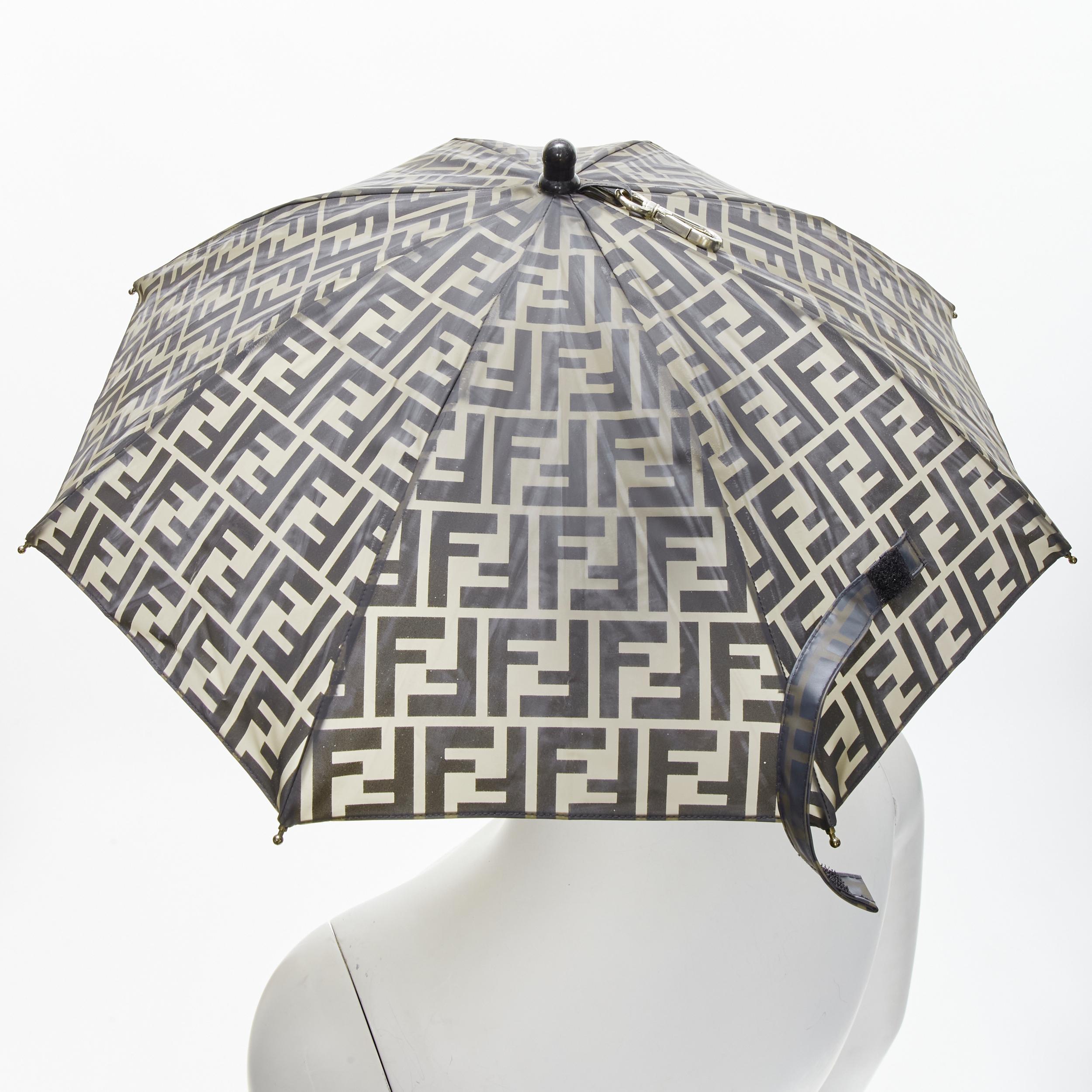 new FENDI Rare Runway Forever FF Zucca brown monogram print umbrella hat 3