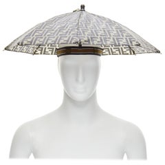 new FENDI Rare Runway Forever FF Zucca brown monogram print umbrella hat