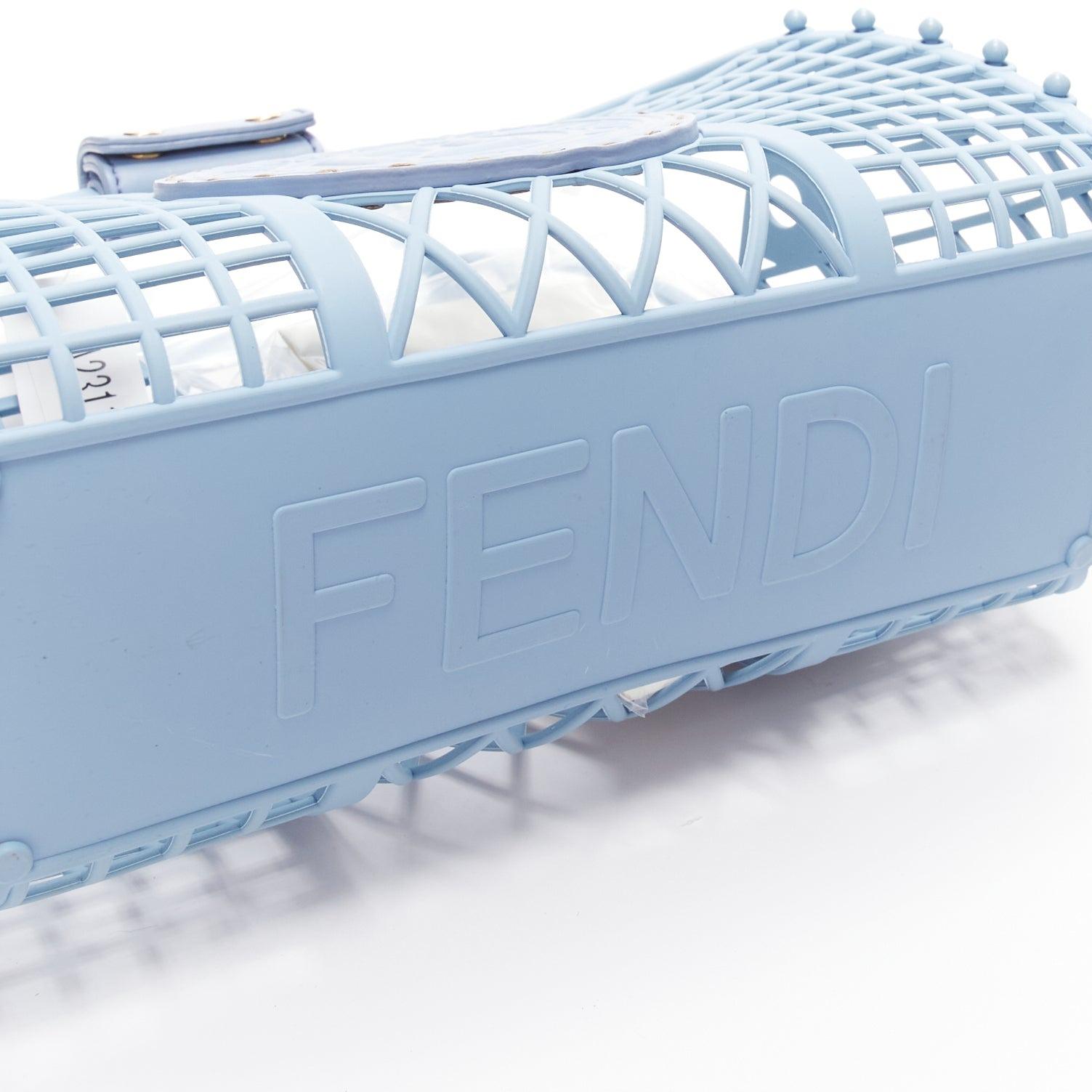 new FENDI Recycled Plastic Vitello Liberty Matte blue FF picnic basket bag For Sale 2