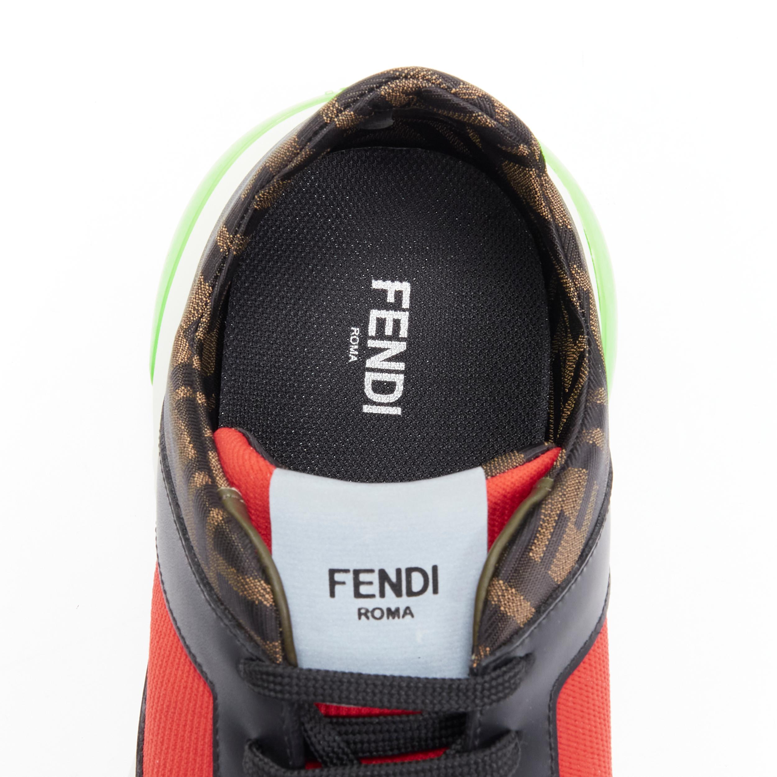 new FENDI red neon green Zucca monogram low top sneaker UK10 EU44 2