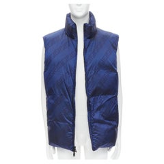 new FENDI Reversible blue FF Zucca nylon goose down padded puffer vest IT56 3XL