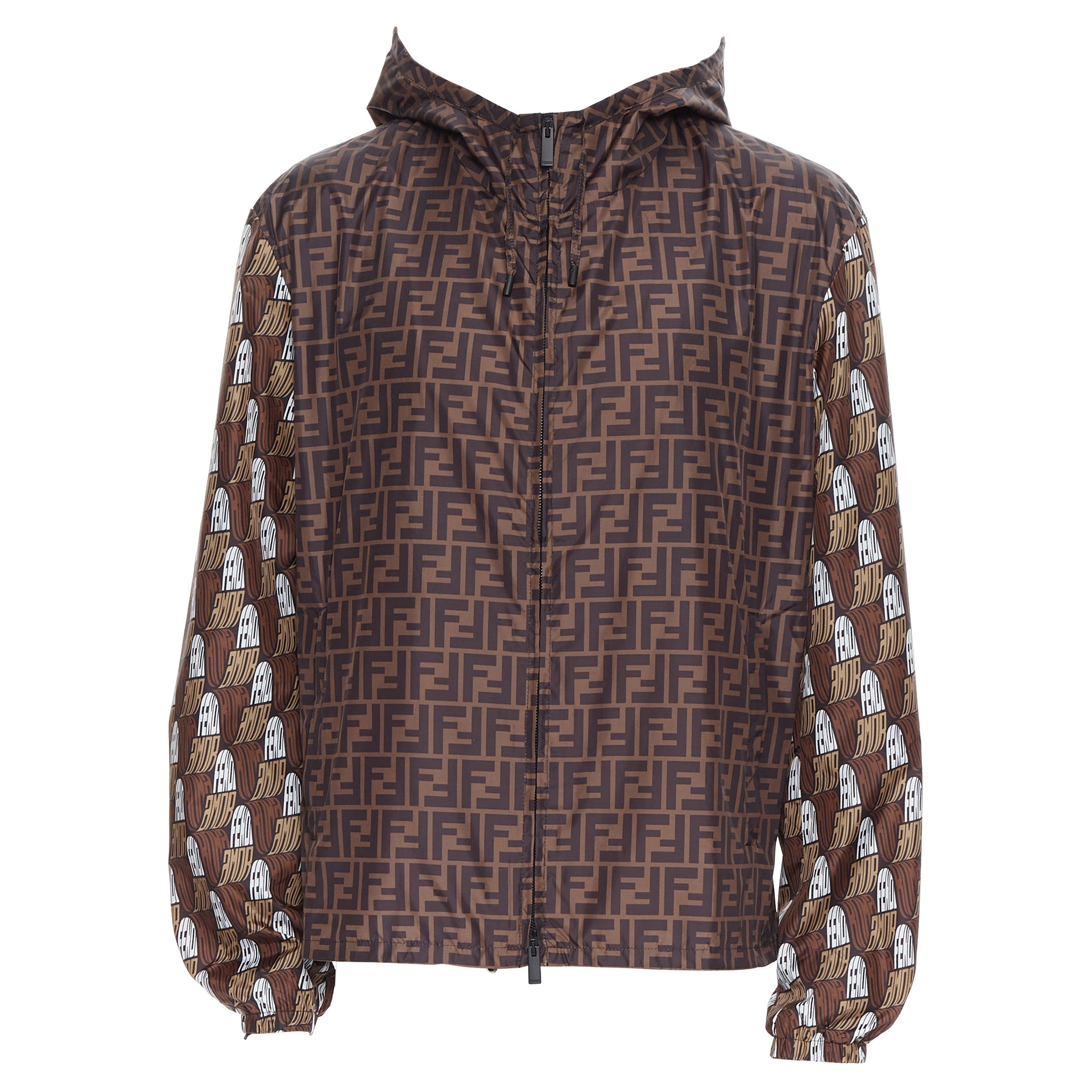 new FENDI Roma Amor Zucca monogram print gold embroidery windbreaker jacket IT52