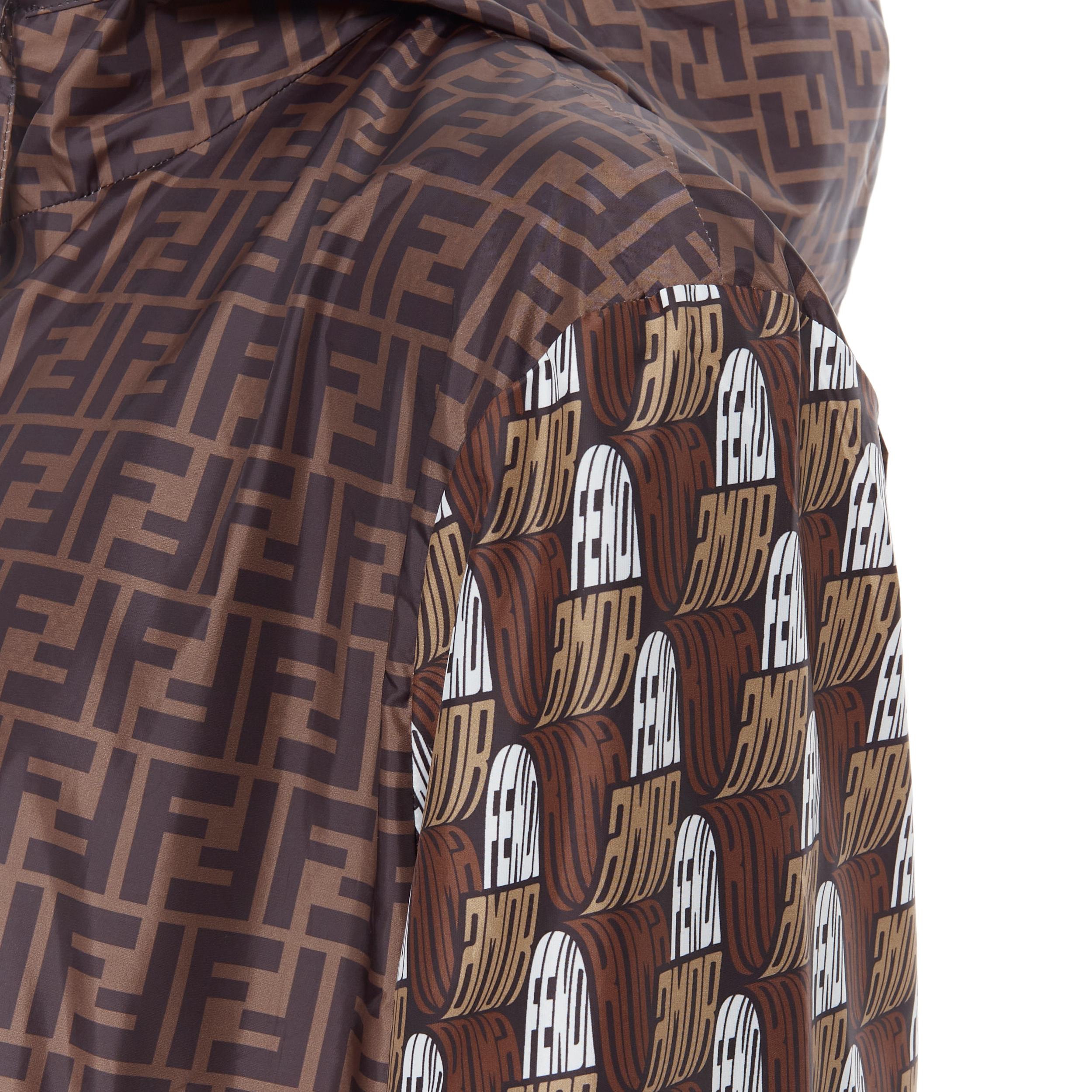 nuevo FENDI Roma Amor Zucca monograma estampado bordado oro cazadora cortaviento IT54 4