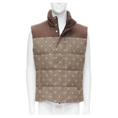 new FENDI script FF Zucca monogram jacquard down puffer vest jacket S EU46