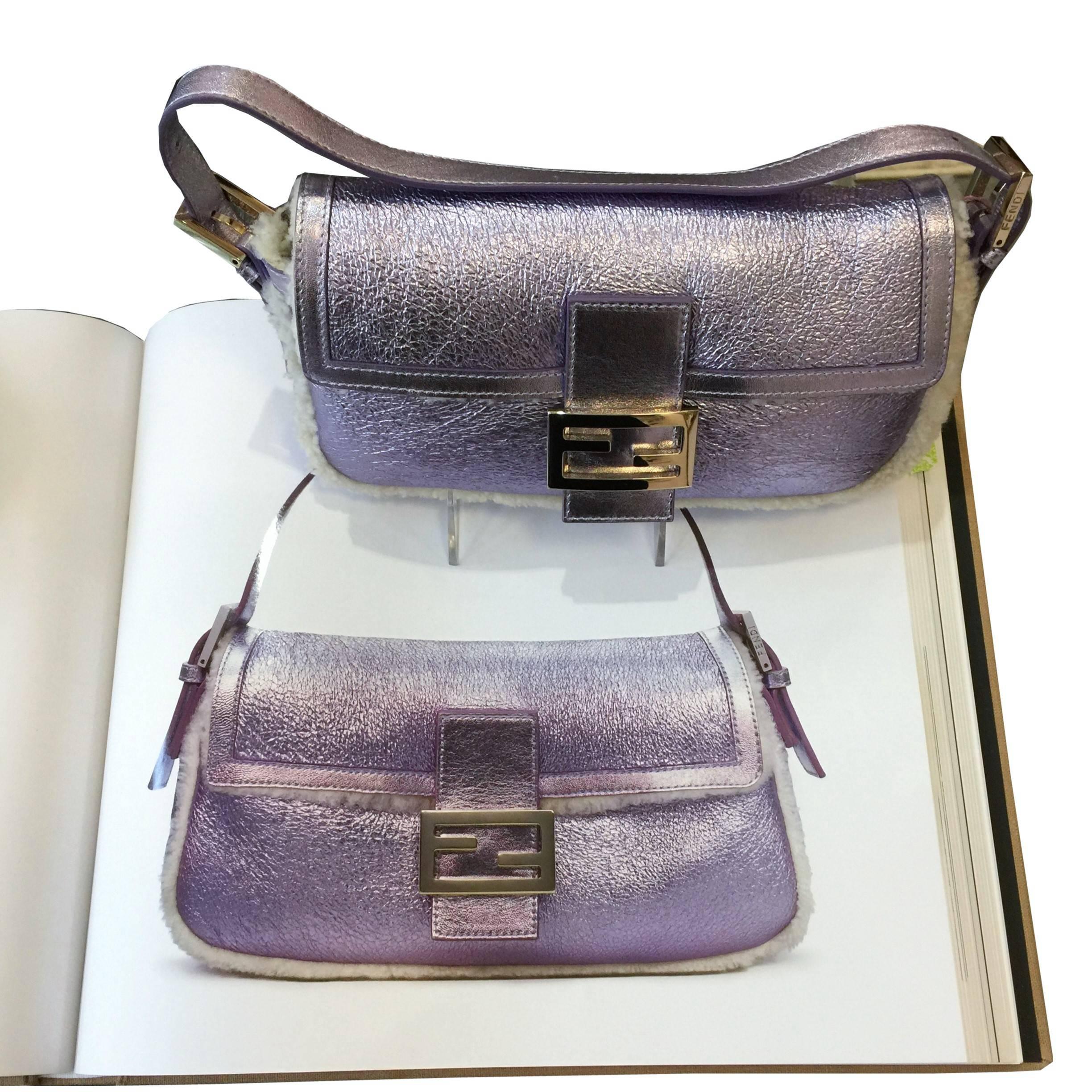 New Fendi Shearling Baguette Bag Featured in the 15th Anniversary Book In New Condition In Leesburg, VA