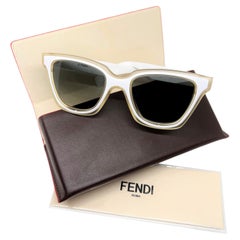 New Fendi White Wayfarer Sunglasses with Case