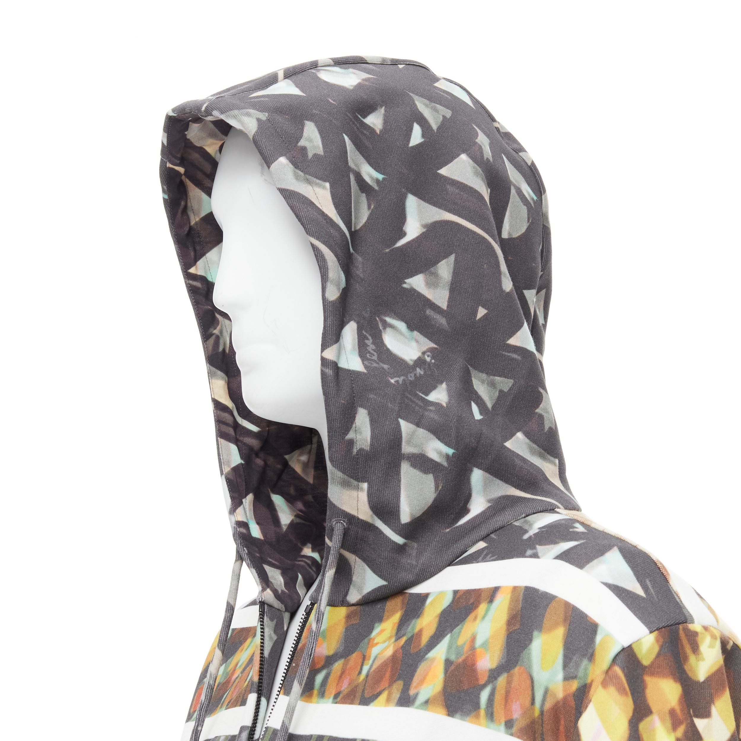 new FENDI Zucca monogram abstract print colorblock cotton hoodie XXL 4