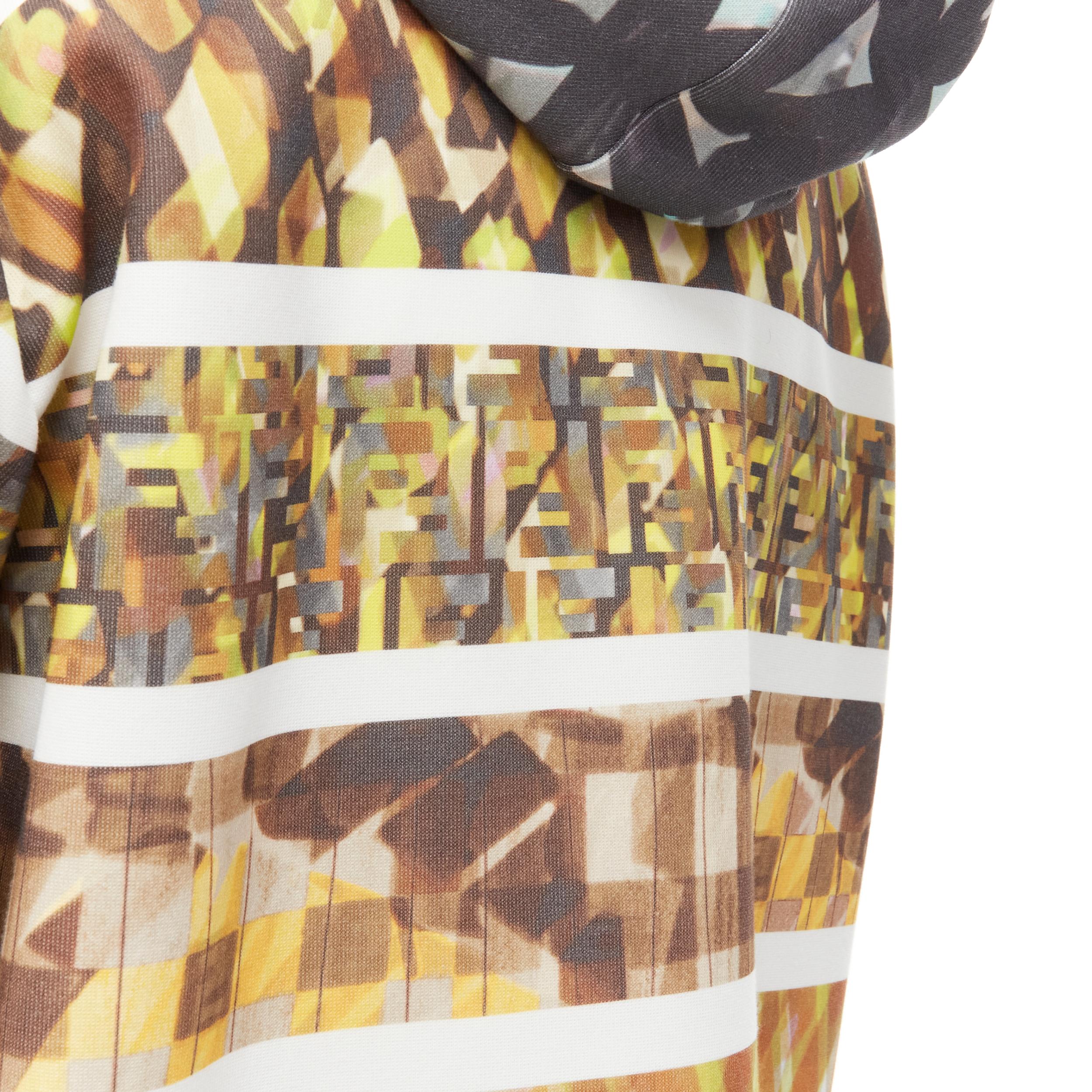 new FENDI Zucca monogram abstract print colorblock cotton hoodie XXL 
Reference: TGAS/B01596 
Brand: Fendi 
Material: Cotton 
Color: Multicolor 
Pattern: Abstract 
Closure: Zip 
Extra Detail: Drawstring with signed metal ends. Dual zip front. 
Made