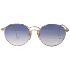 Vintage New Fendissime Gold Blue Gradient Lenses Sunglasses 1990's Italy