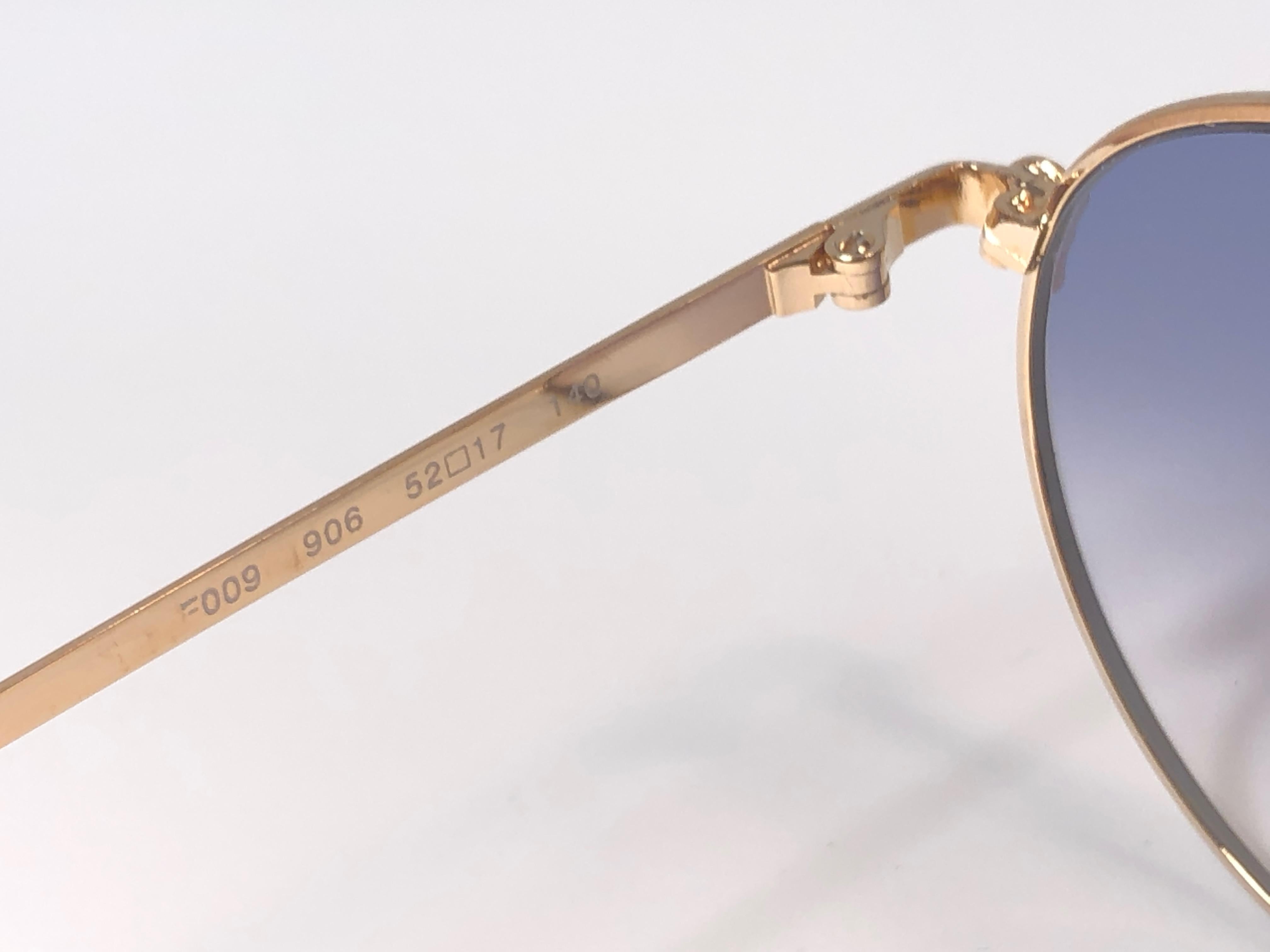 New Fendissime Gold Blue Gradient Lenses Sunglasses 1990's Italy In New Condition For Sale In Baleares, Baleares