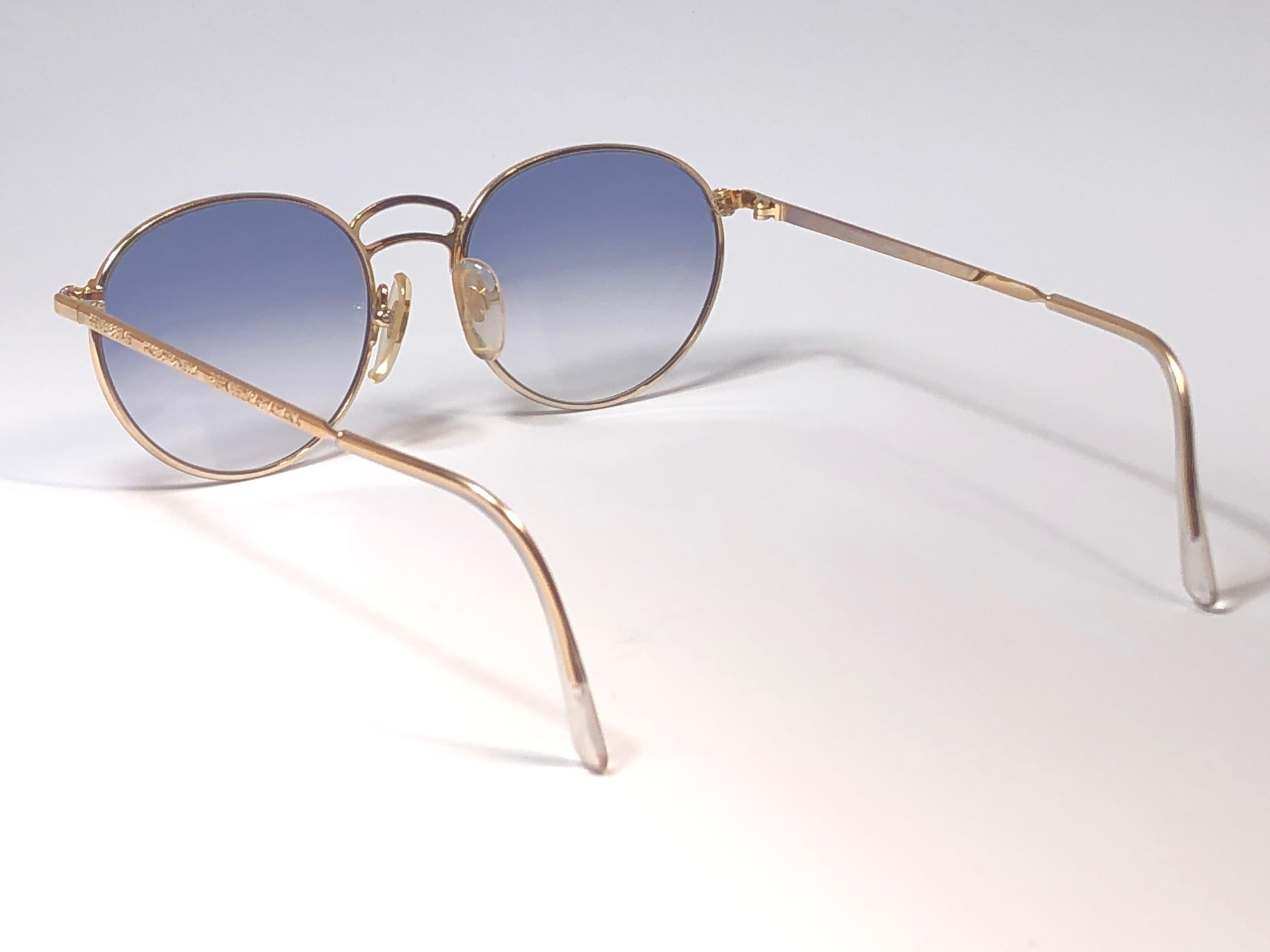 New Fendissime Gold Blue Gradient Lenses Sunglasses 1990's Italy For Sale 2
