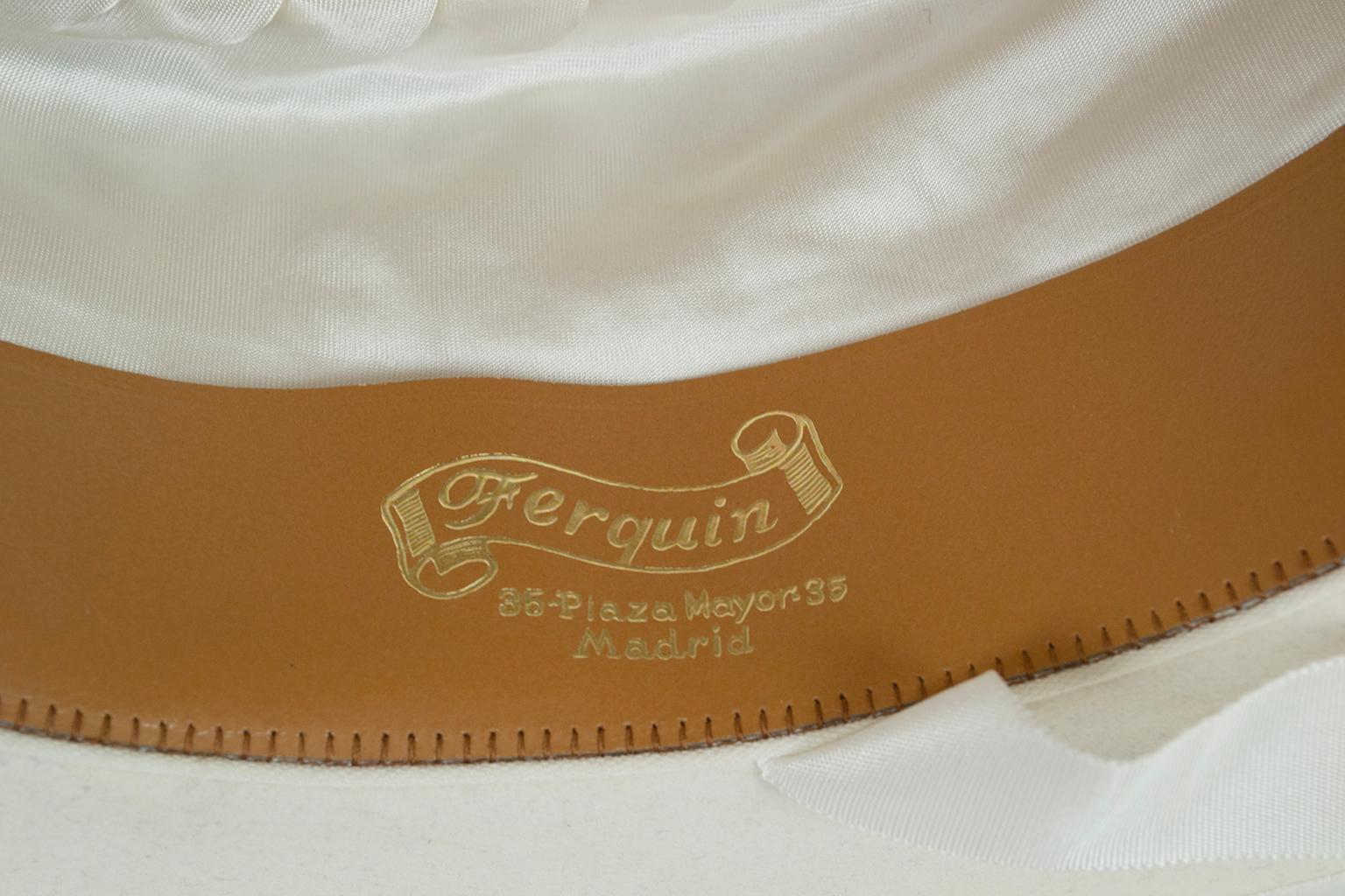 New Fernandez y Roche Ivory Gaucho Hat w Passementerie Band, Madrid – L, 1950s For Sale 6