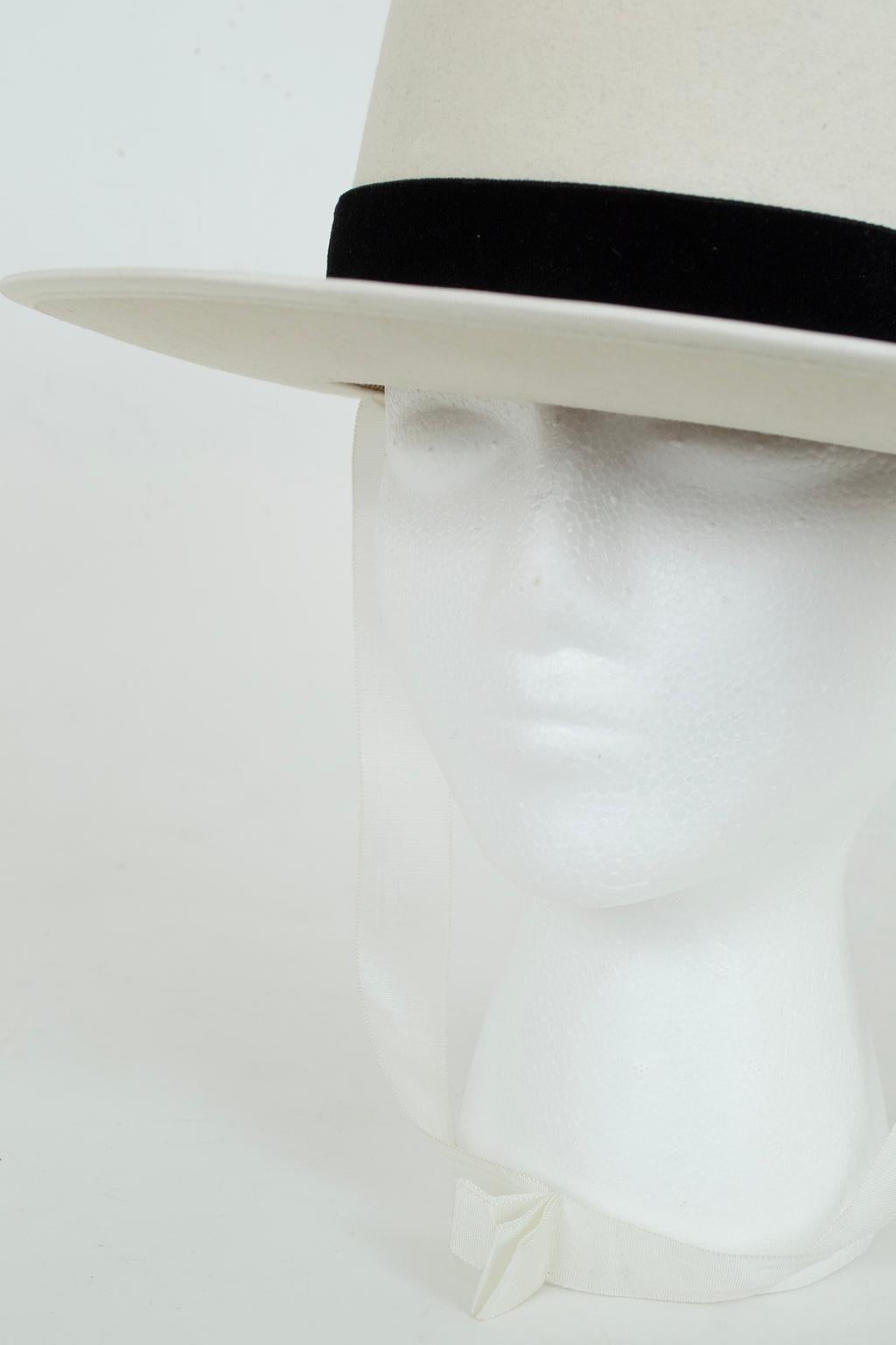 New Fernandez y Roche Ivory Gaucho Hat w Passementerie Band, Madrid – L, 1950s For Sale 2