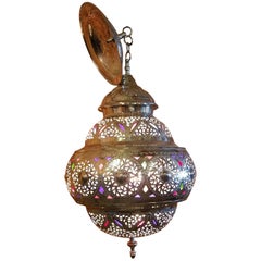 Nouvelle lanterne marocaine Fez, cuivre, aspect argenté