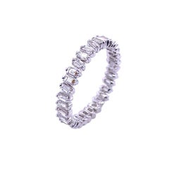 New Fine Quality Baguette Full Eternity Ring of Diamonds in 18ct White Gold
