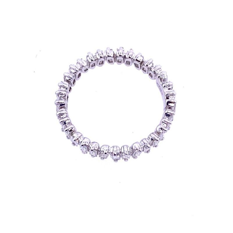Baguette Cut New Fine Quality Baguette Full Eternity Ring of Diamonds in 18ct White Gold For Sale