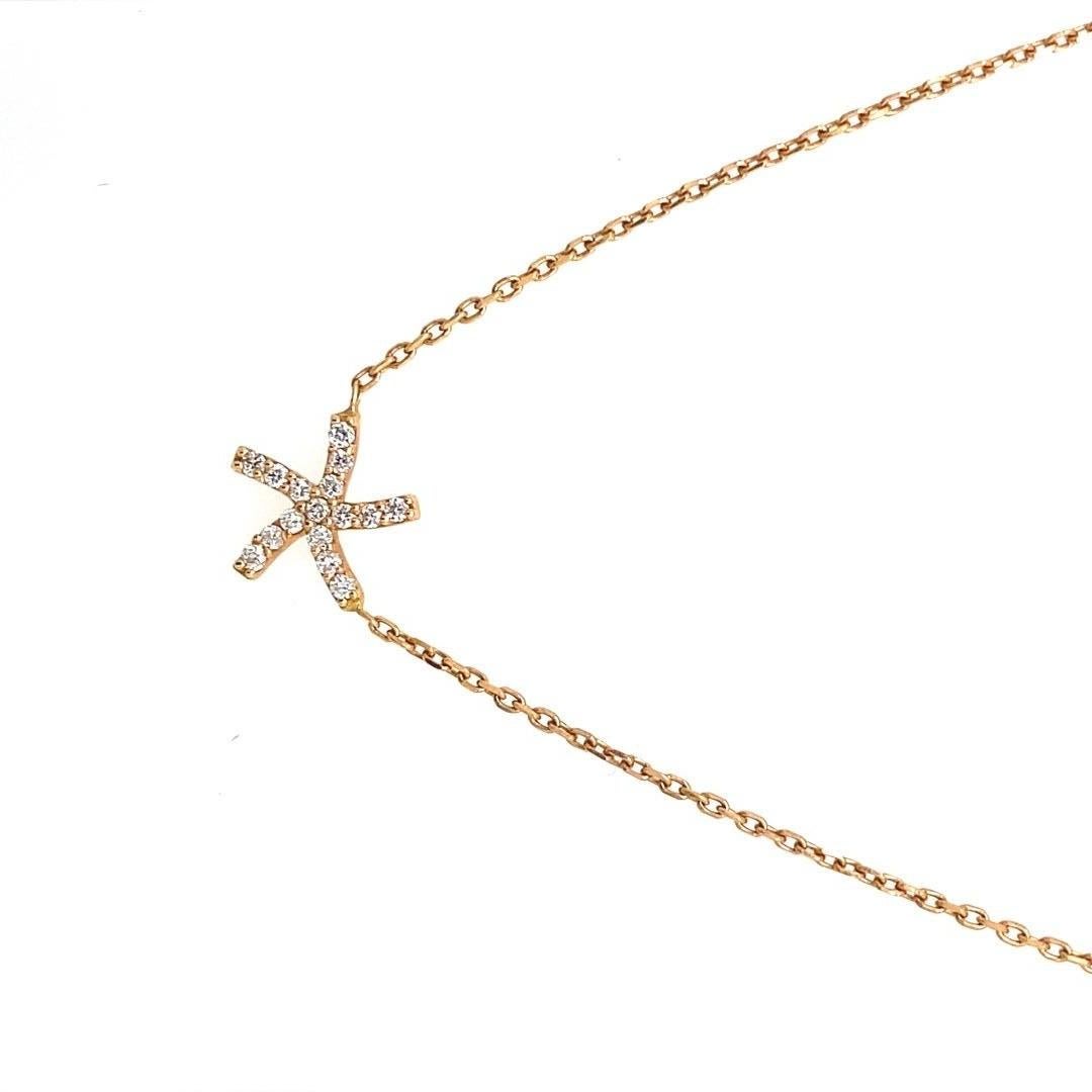Neu, hochwertige Diamant-Halskette mit Diamanten, Diamanten und Kette aus 18 Karat Roségold (Rundschliff) im Angebot