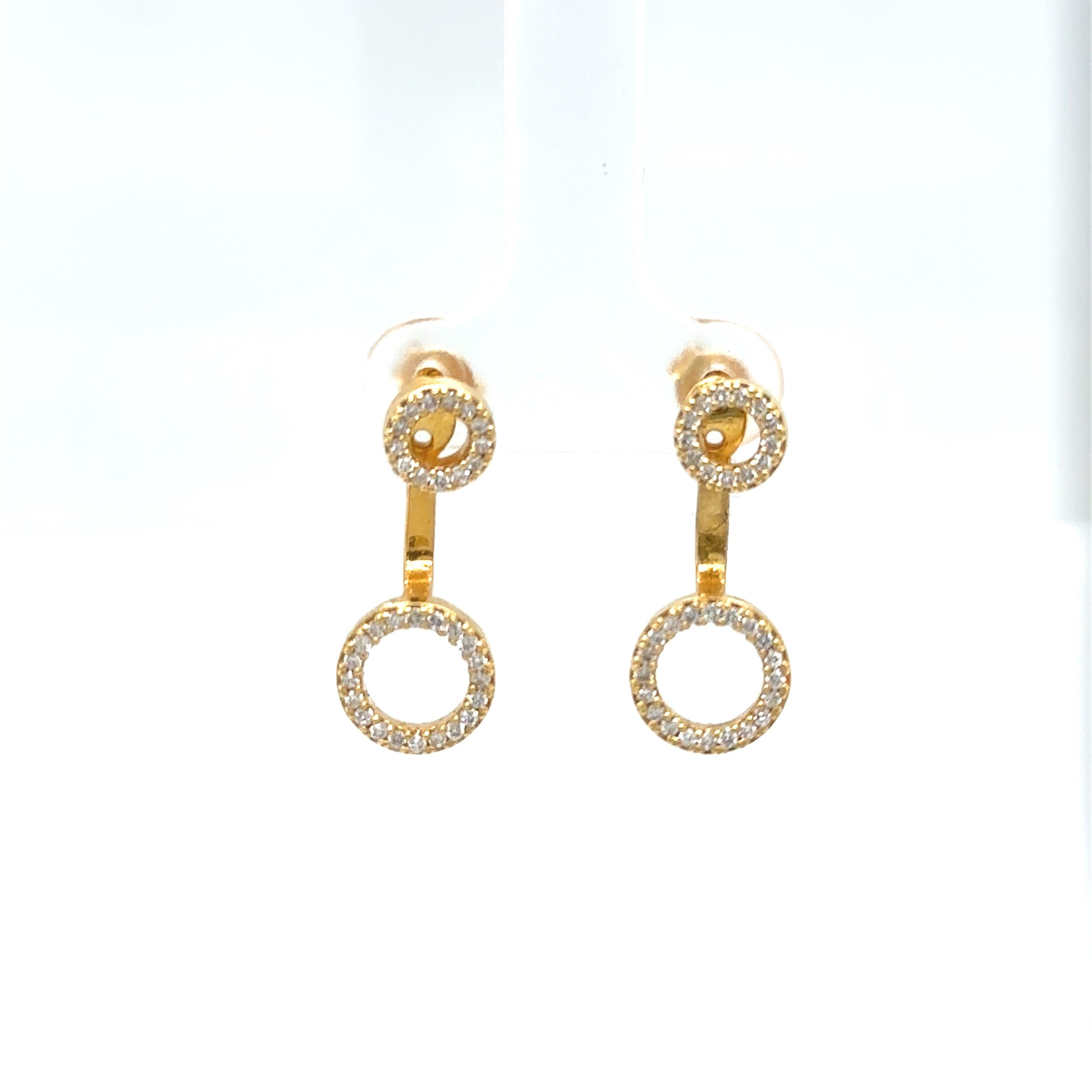 Women's New Fine Quality Drops & Studs Earring with Diamonds in 18ct Yellow Gold For Sale