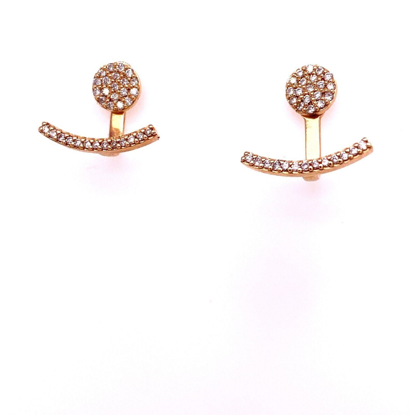 Round Cut New Fine Quality Drops & Studs Earrings Set with Diamonds in 18ct Rose Gold For Sale