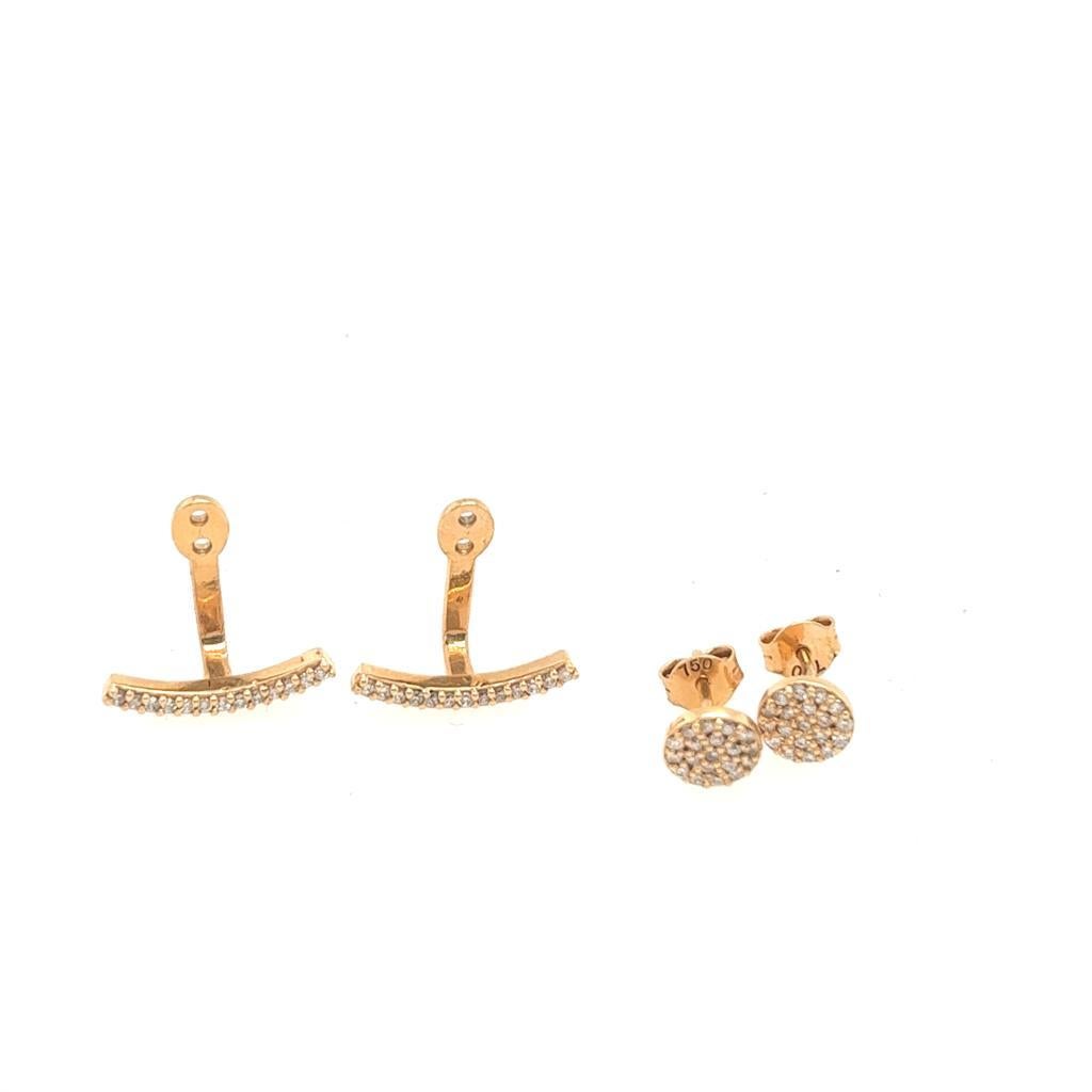 New Fine Quality Drops & Studs Earrings Set with Diamonds in 18ct Rose Gold In New Condition For Sale In London, GB