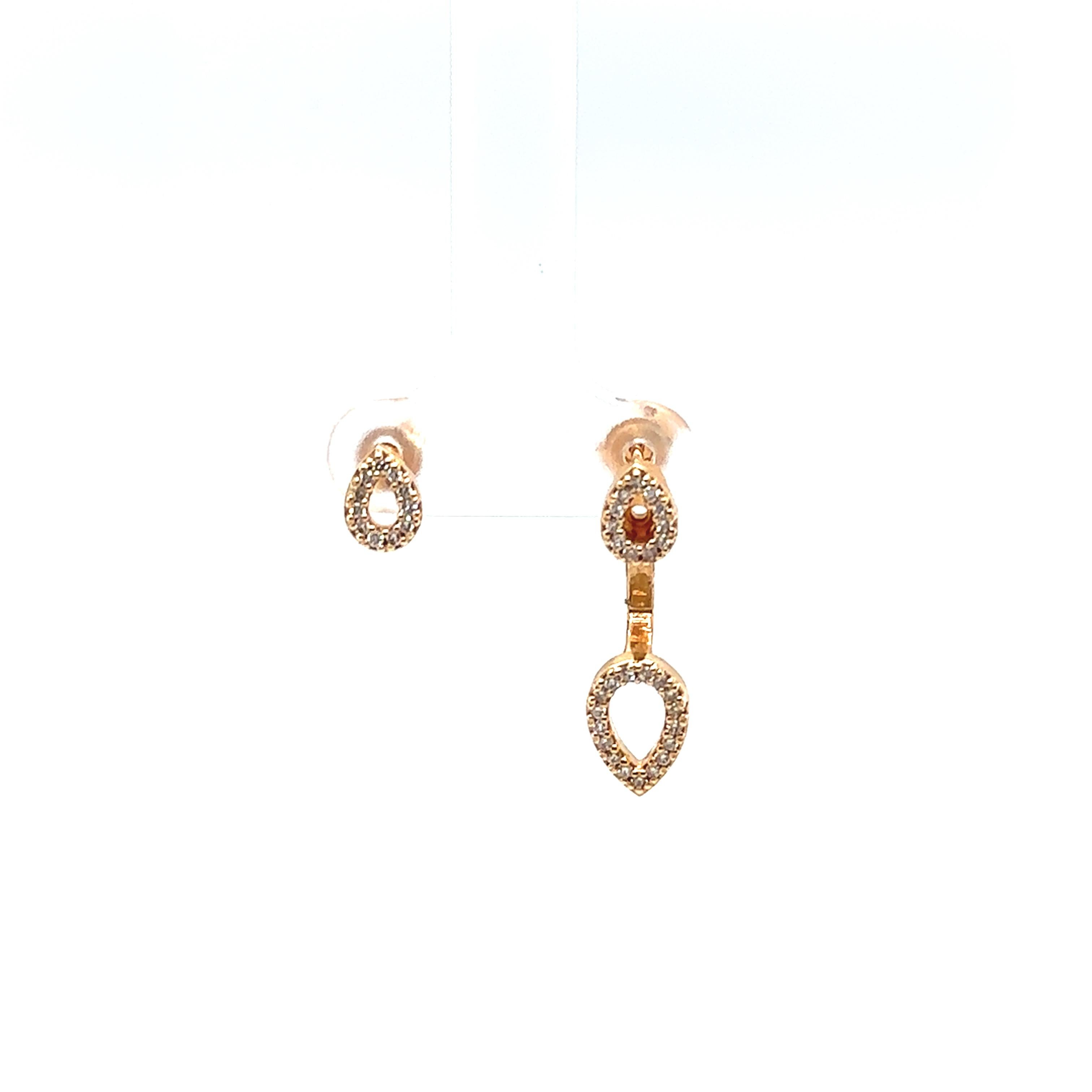 New Fine Quality Drops & Studs Earrings Set with Diamonds in 18ct Rose Gold In New Condition For Sale In London, GB
