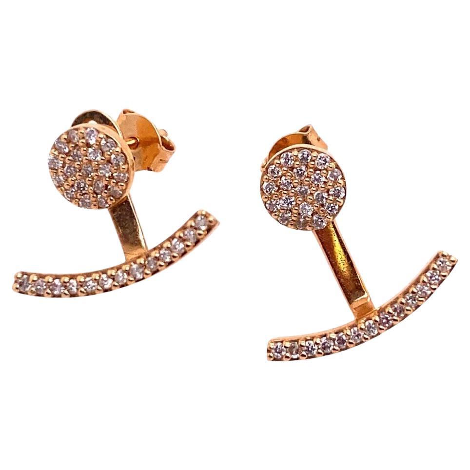 New Fine Quality Drops & Studs Earrings Set with Diamonds in 18ct Rose Gold For Sale