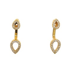 New Fine Quality Drops & Studs Earrings Set with Diamonds in 18ct Yellow Gold (Boucles d'oreilles gouttes et clous d'oreilles en or jaune 18ct)