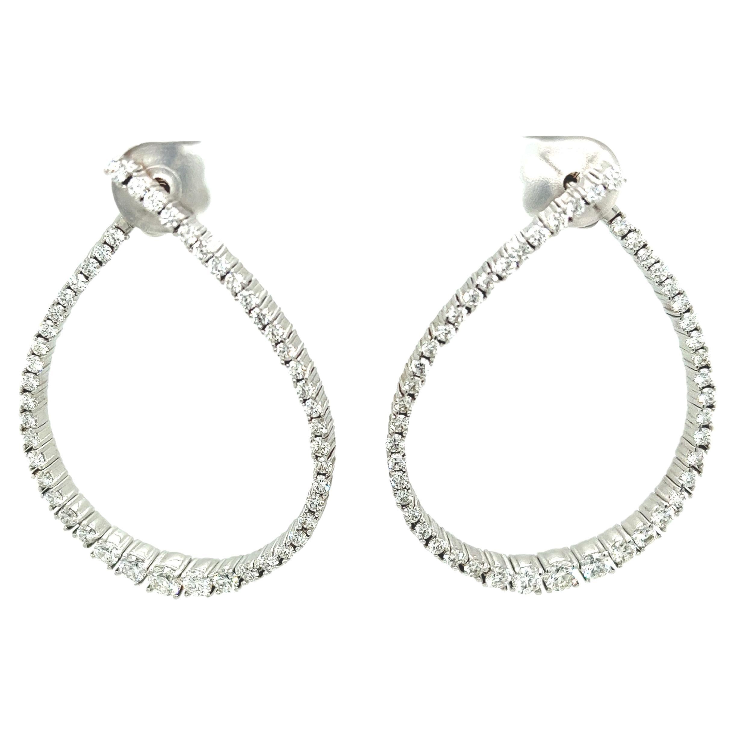 New Fine Quality Hoop Earrings Set with 2.00ct Of Diamonds in 18ct White Gold