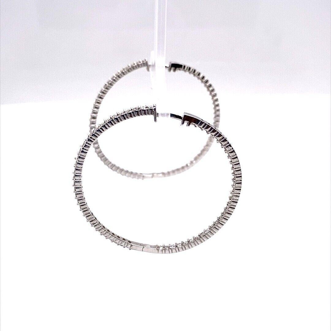 Round Cut New Fine Quality Hoop Earrings Set with 2.75ct of Diamonds in 18ct White Gold For Sale