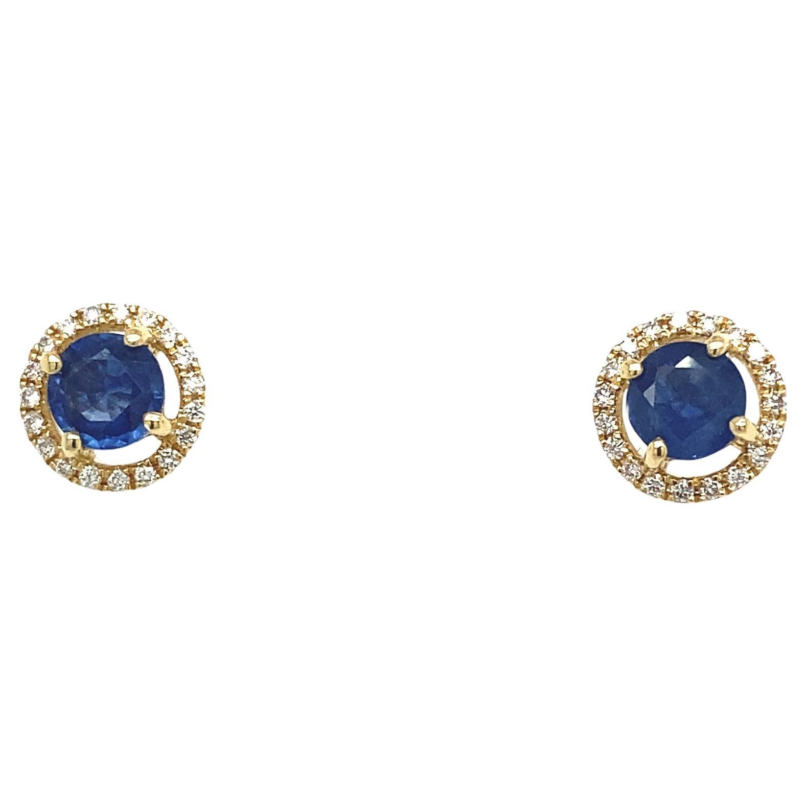 New Fine Quality Matching 0.50ct Sapphire in 18ct Yellow Gold Halo