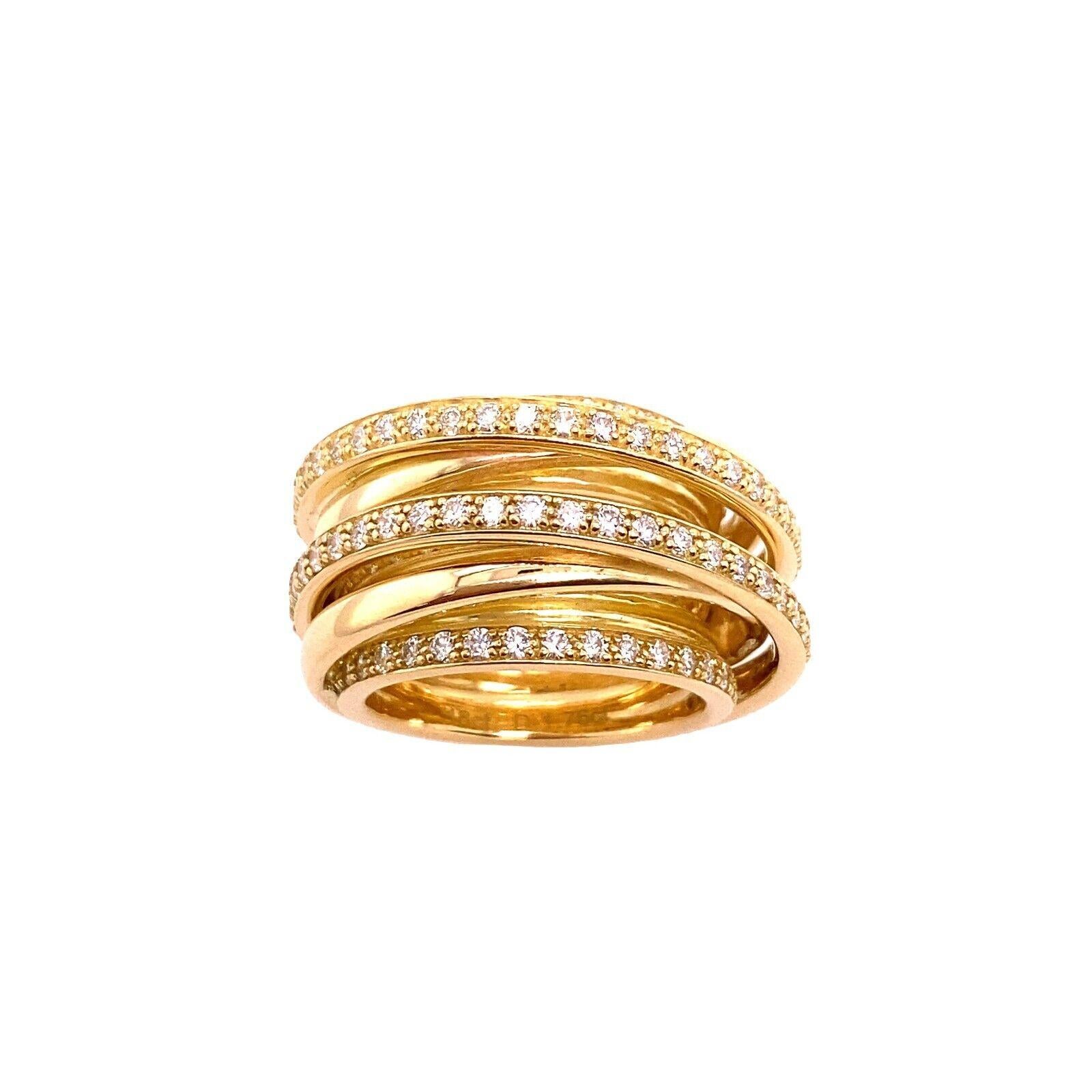 Round Cut New Fine Quality Multi Strand 18ct Yellow Gold Dress Ring with 1.76ct Diamonds For Sale