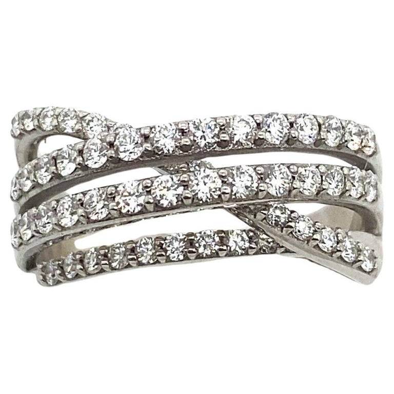 New Fine Quality TDW 0.80ct 4 Row Diamond Dress Ring in 18ct White Gold For Sale at 1stDibs New Fine Quality TDW 0.80ct 4 Row Diamond Dress Ring in 18ct White Gold For Sale at 1stDibs