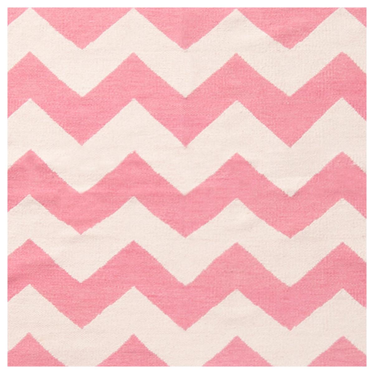 New Flat-Weave Pink and White Cotton Rug