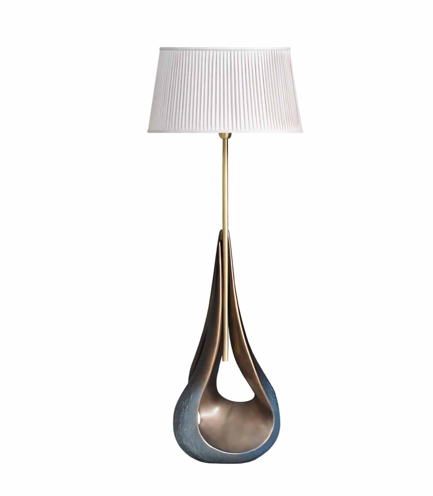 Modern New Floor Lamp in Resin finished in Brass Color For Sale