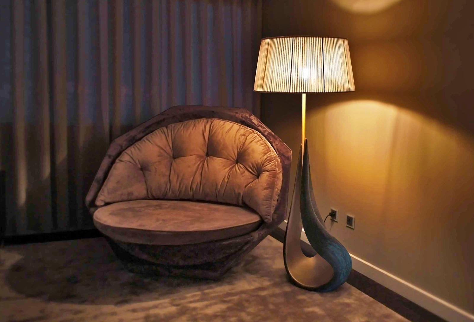 Portuguese New Floor Lamp in Resin finished in Brass Color For Sale