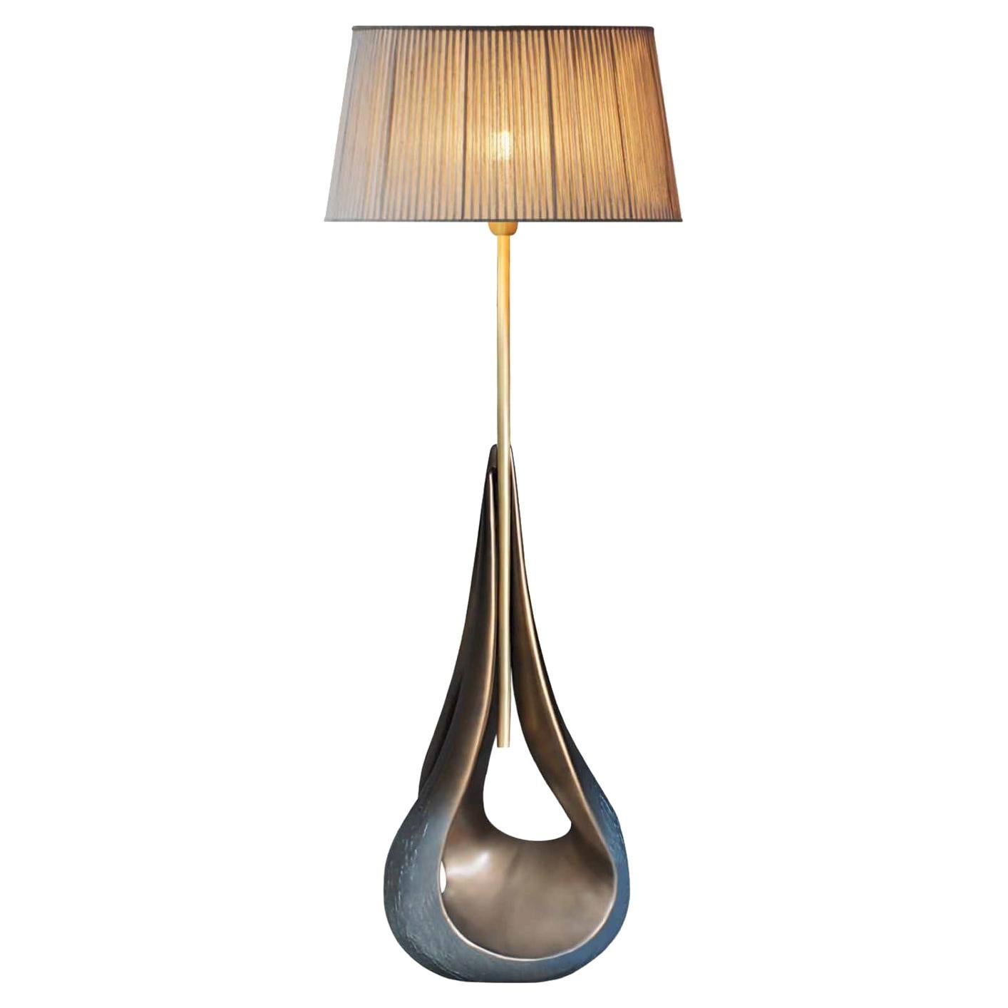 New Floor Lamp in Resin finished in Brass Color For Sale