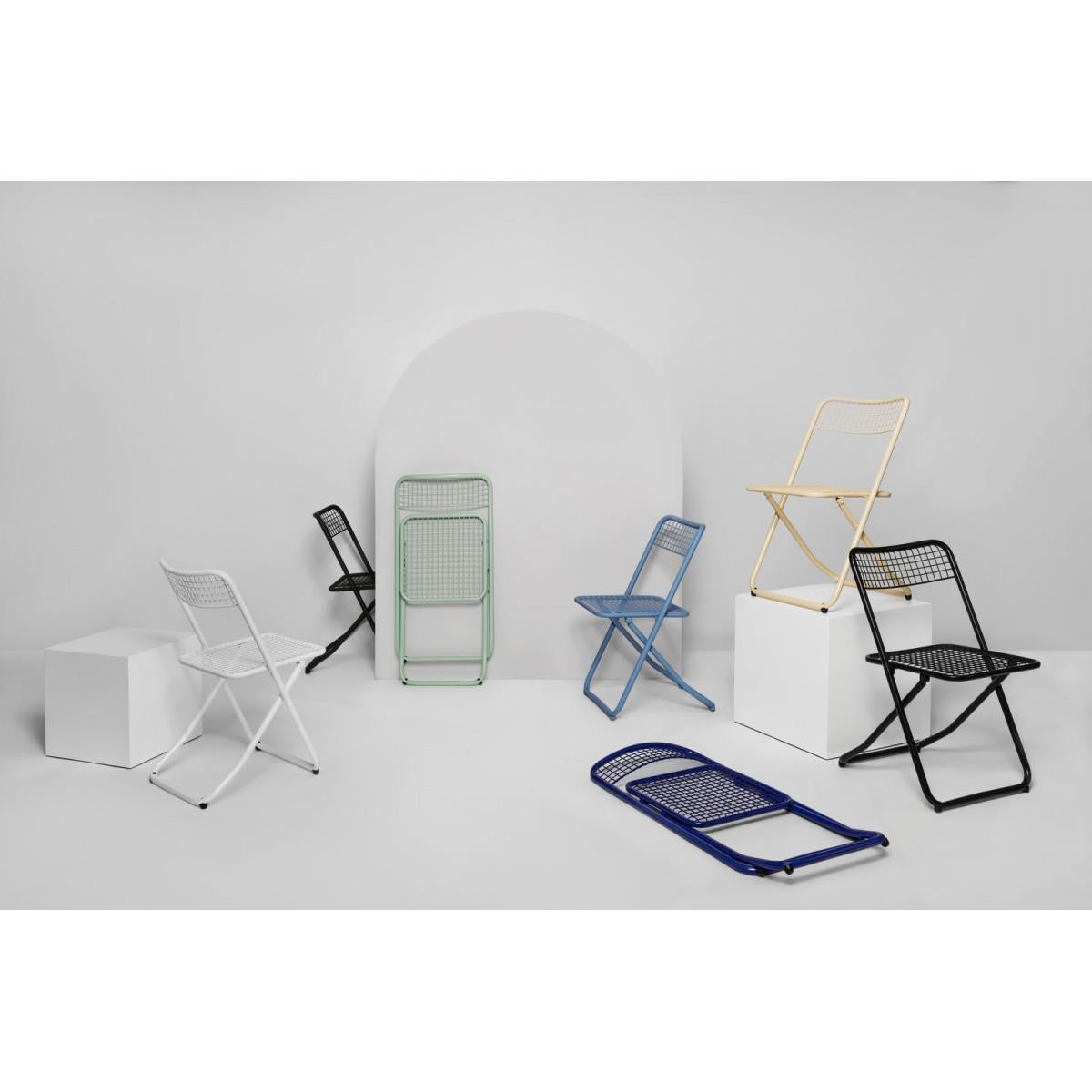 New Folding Iron Chair Beige 1013 by Houtique signed by Federico Giner, Spain 3