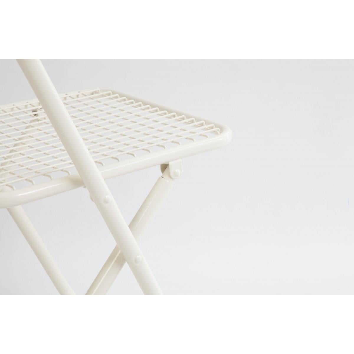 Contemporary New Folding Iron Chair Beige 1013 by Houtique signed by Federico Giner, Spain
