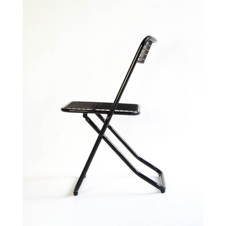 Modern New Folding Iron Chair Black by Houtique signed by Federico Giner, Spain For Sale