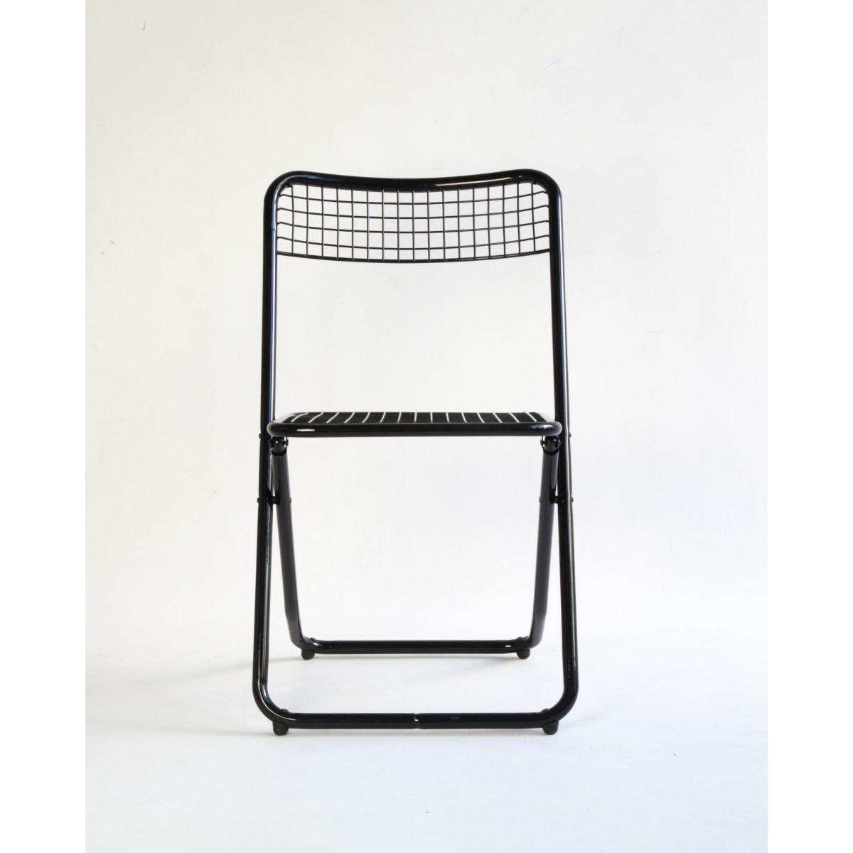 Spanish New Folding Iron Chair Black by Houtique signed by Federico Giner, Spain
